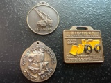 (3) Vintage Watch Fobs - Lorain Cranes, Corman-Rupp Pumps, & Michigan Tractor Shovels
