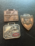 (3) Vintage Watch Fobs - P&H Quality Service, Schield Bantam, American Hoist & Derrick Co.