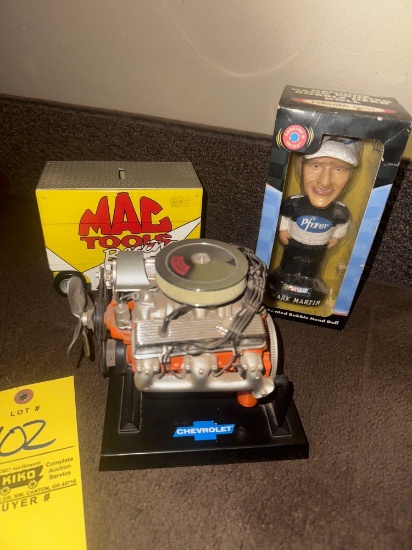 350 motor replical, MAC bank and bobble head