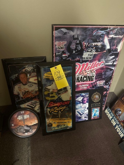 Nascar collectibles, Snap on Racing, posters and clock