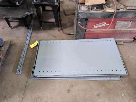 5 tier metal shelf with legs, missing hardware