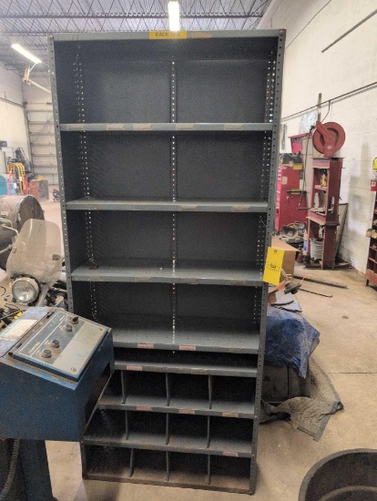 Metal shelf with pigeon holes