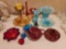 Colored Glassware, Vases, Bowls, Pitcher, Cups