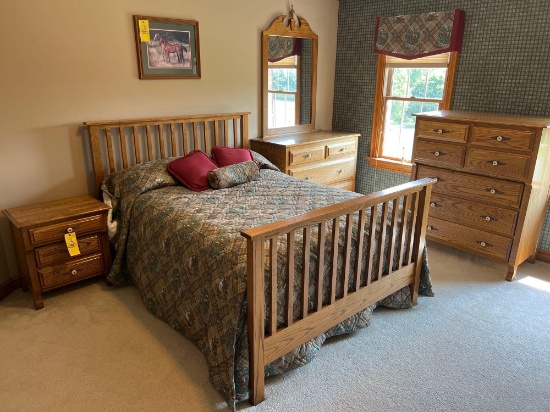 (4) Piece Oak Full Bedroom Suite