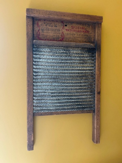 Vintage Iron Board and Wash Board