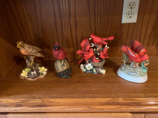 Cardinal and Bird Figurines