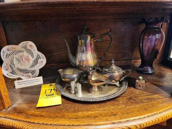 Handmade Romanian Pottery, WM Rogers Tea Set