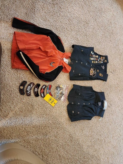 Harley Davidson Leather Vests, Patches and Pins