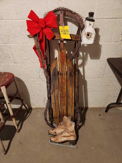 Wooden Sled Decor