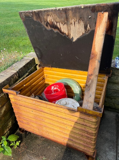 Metal Storage Bin with Irrigation Hose