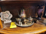 Handmade Romanian Pottery, WM Rogers Tea Set