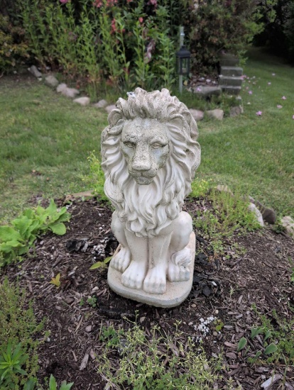 Sitting Lion cement lawn ornament