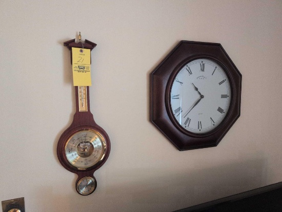 Modern wall clock and barometer