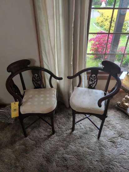 Pair of Chinese Rose wood corner chairs