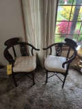 Pair of Chinese Rose wood corner chairs
