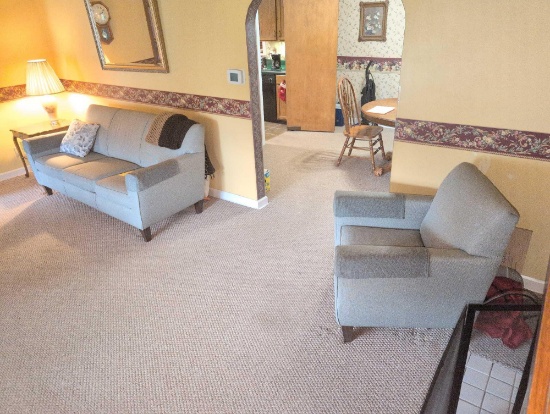 Flex steel 3 cushion sofa and chair