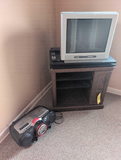 Sony GPDW boom box, Phillips TV and TV stand
