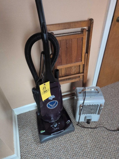 Dirt Devil, heater, and folding chair