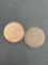 (2) 1865 2 cent pieces