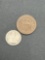 1889-s 10 cent and 1864 2 cent pieces