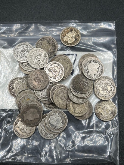 (50) mint marked Barber dimes