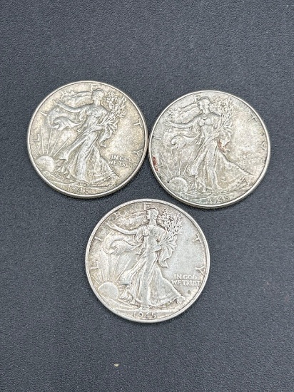 (3) Walking Liberty Halves