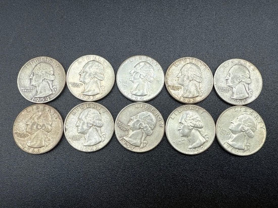 Silver Washington Quarters bid x 10