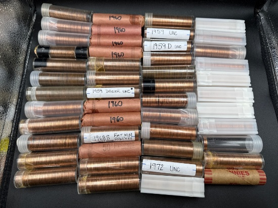 Large Grouping of Assorted Rolled Lincoln Head Cents better grades