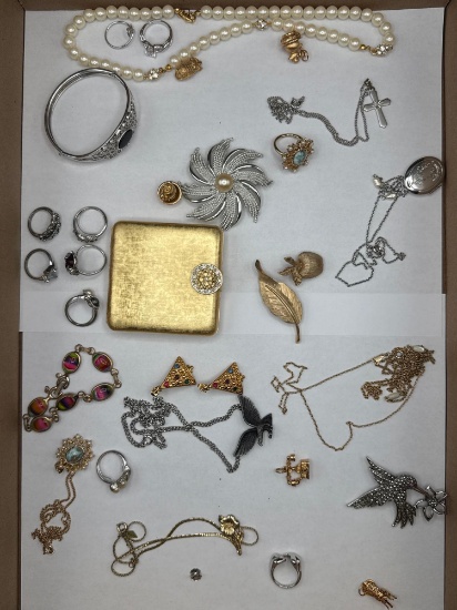 Assorted Costume Jewelry , including rings, brooches, necklaces