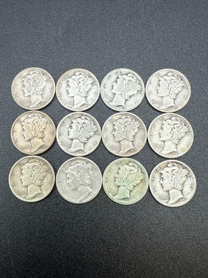 Mercury Dimes Assorted Dates bid x 12