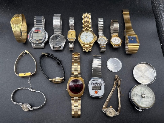 Assortment of womens and mens wrist watches