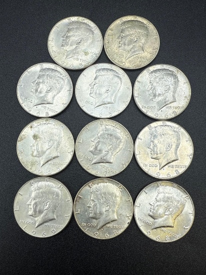 40% Silver Kennedy Half Dollars bid x 11
