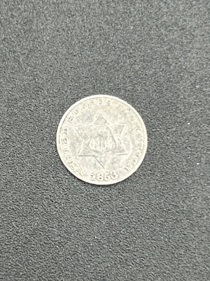 1853 3 cent silver