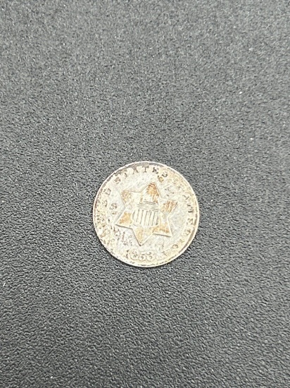 1853 3 cent silver piece
