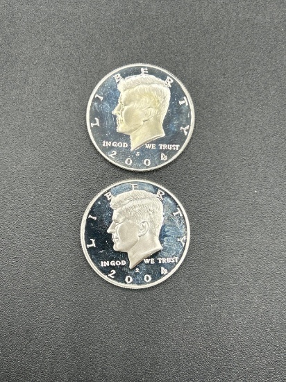 (2) 2004 Silver Proof Half Dollars d-cam