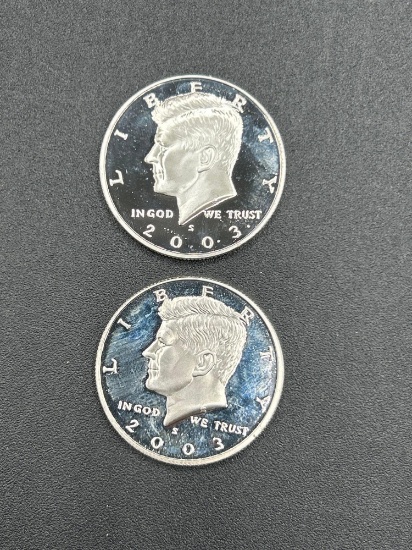 (2) 2003 Silver Proof Half Dollars d-cam