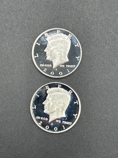 (2) 2001 Silver Proof Half Dollars d-cam