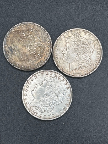 (3) pre 1921 Morgan dollars