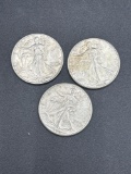 (3) Walking Liberty Halves