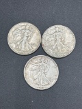 (3) Walking Liberty Halves