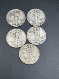(5) Walking Liberty Halves