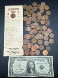 1935 $1 Silver Certificate, Lincoln Head Wheat Cents
