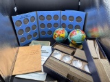 Metal Globe Coin Banks, Coin Collectors Books, 2x2 Coin Holders