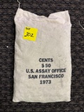 50$ U.S. 1973 San Francisco Lincon head cent, still sewn shut