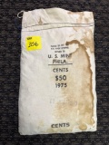 U.S. Mint 1975 Philadelphia Lincoln head cent, still sewn shut