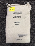 50$ U.S. Mint 1982 Lincon head cent, still sewn shut