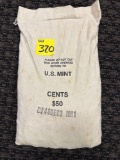 50$ U.S. Mint 1981 Lincoln head cent, still sewn shut