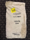 50$ U.S. Mint 1982 Lincoln head cent, still sewn shut