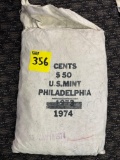 50$ U.S. Mint 1974 Philadelphia Lincoln head cent, still sewn shut