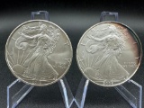 2010 American Eagle, 2006 American Eagle, 1 ounce silver coins bid x2